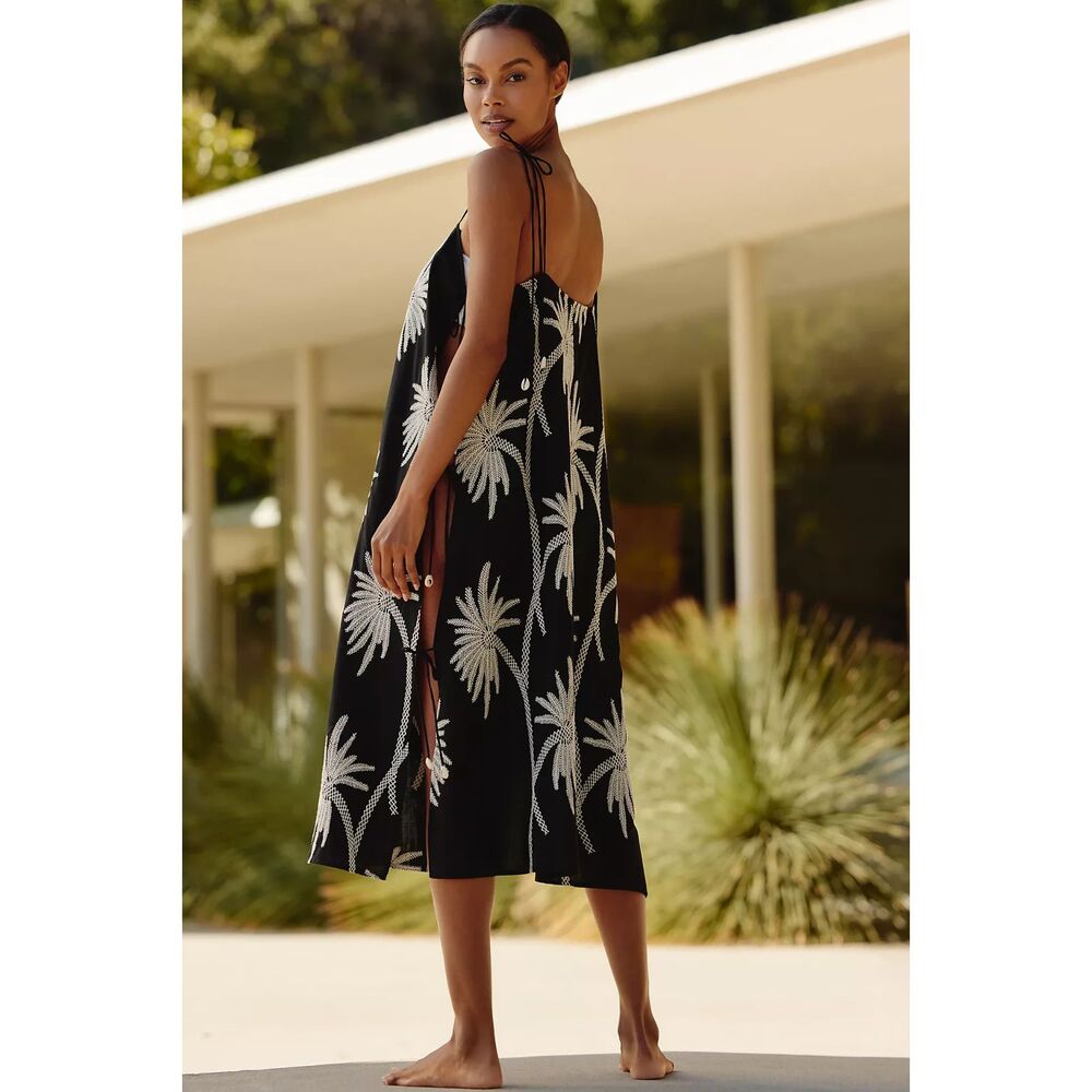 NWT Anthropologie Traffic People Palm Tree Embroidered Tunic Dress One Size (OS)